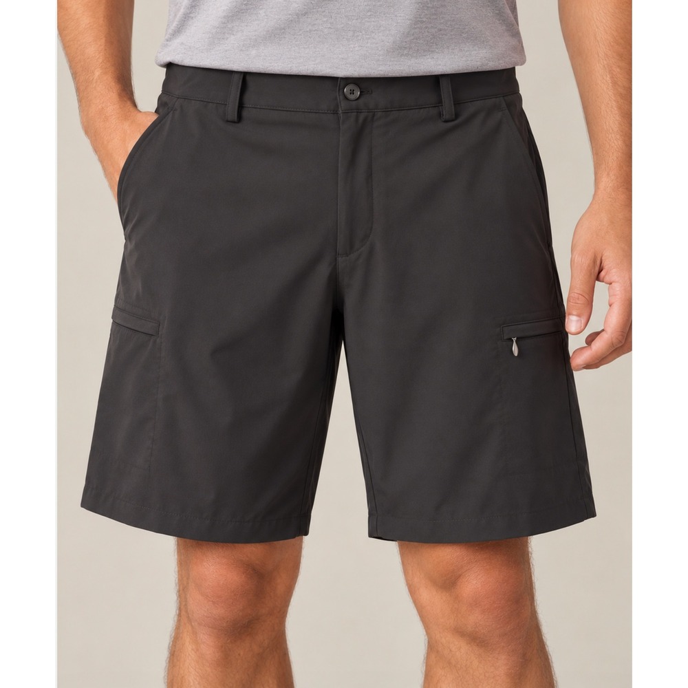 Izod Golf Shorts Men's Black‎ 10" Size 34 Athletic Flat Front Pockets Sporty